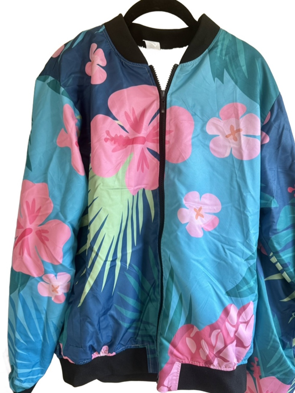 K-Pop Demon Hunters Zoe Tropical Floral Bomber Jacket - Blue & Pink
